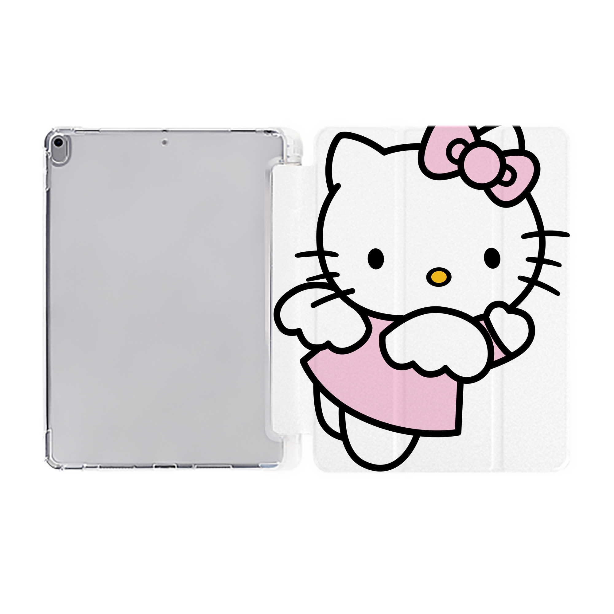 （画像用） Hello Kitty ハローキティ IPad ケース ペン収納付き 三つ折りスタンド PUレザー×シリコン 対応機種9.5/10.5/10.9インチ